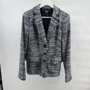 DKNY Women's Black and White Tweed Blazer
